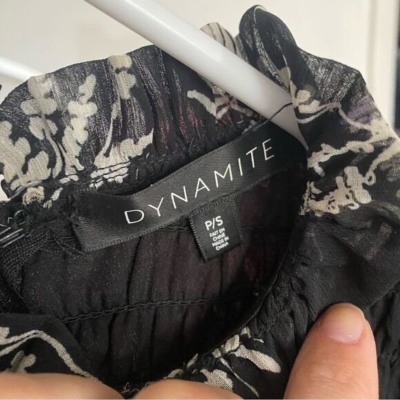 DYNAMITE Bodycon chiffon sleeve dress Ba&sh floral print above knee - Picture 4 of 4